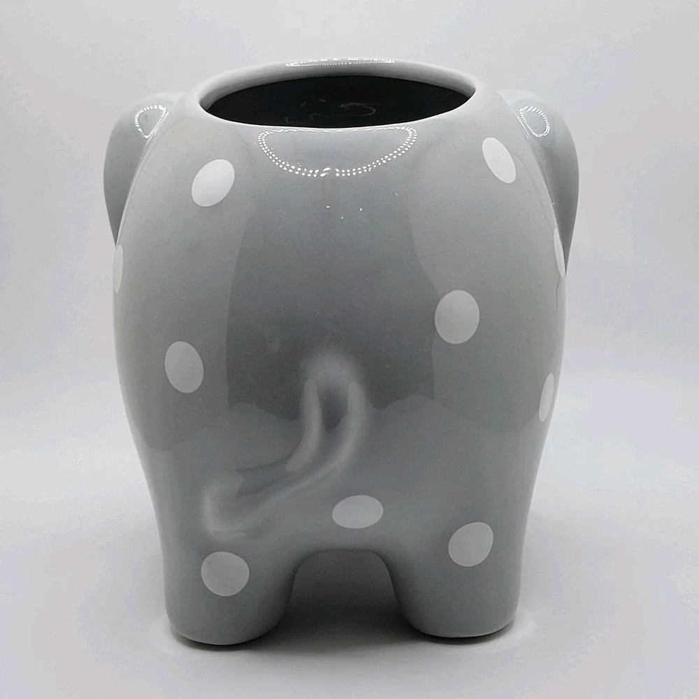 Grey Elephant Vase Polka Dot‎ Ceramic Succulent Planter Kawaii Cottagecore